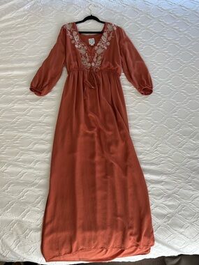 Francescas Blue Rain burnt orange boho maxi dress, small